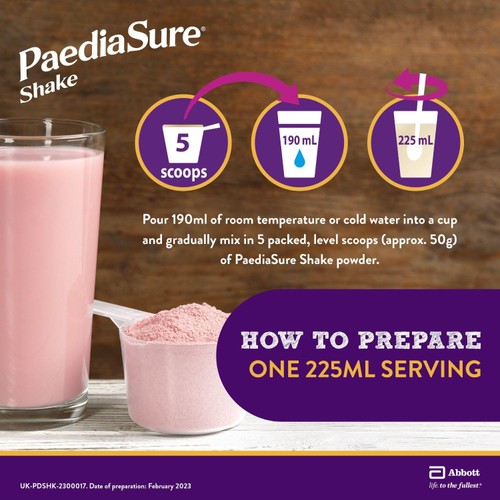 PaediaSure Shake Strawberry Nutritional Supplement Powder, 1-10 Yrs  thumbnail 3