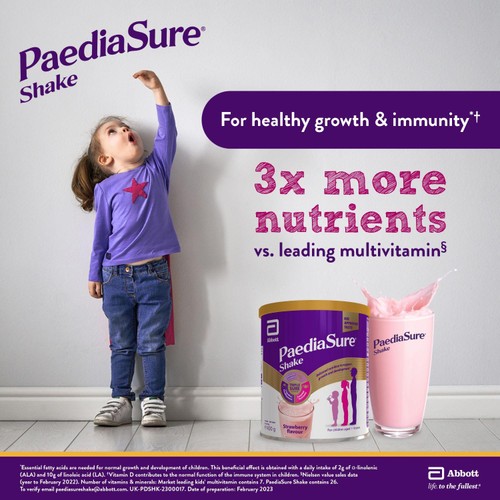 PaediaSure Shake Strawberry Nutritional Supplement Powder, 1-10 Yrs  thumbnail 6
