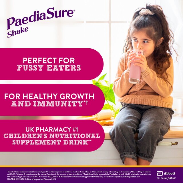PaediaSure Shake, Strawberry Nutritional Supplement Powder, 1-10 Yrs thumbnail 2