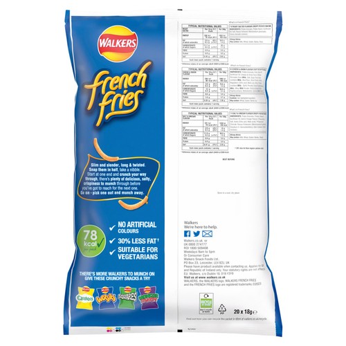 Walkers French Fries Flavour Crispy Potato Snacks 20 x 18g thumbnail 2