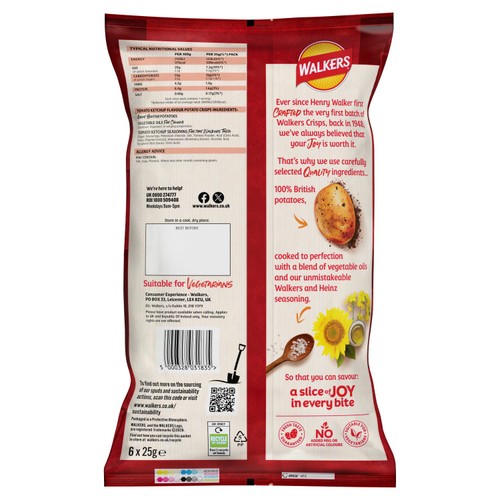 Walkers Tomato Ketchup Multipack Crisps 6x25g thumbnail 2