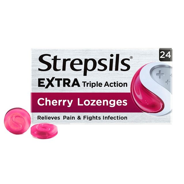 Strepsils Extra Cherry Throat & Pain Relief Lozenges