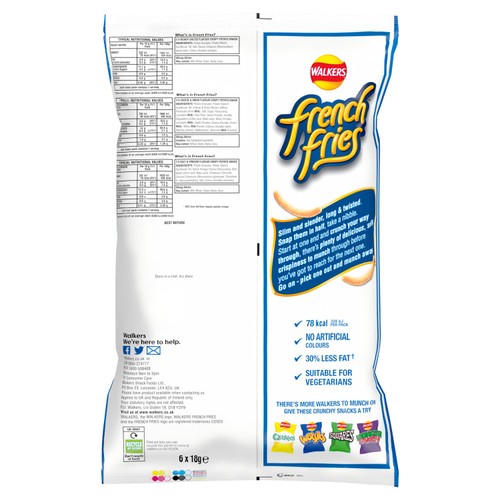 Walkers French Fries Flavour Crispy Potato Snacks 6 x 18g thumbnail 2