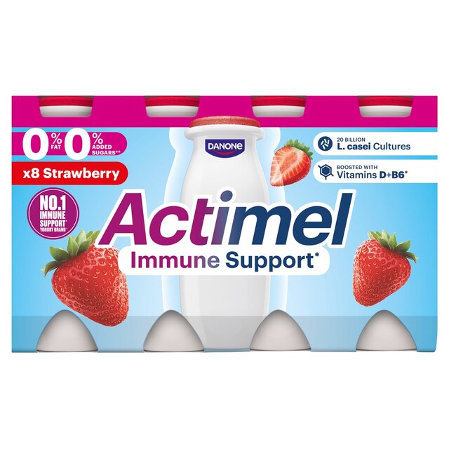Actimel Strawberry 0% Added Sugar Fat Free Yoghurt Drink thumbnail 2