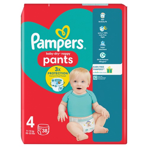 Pampers Baby-Dry Nappy Pants, Size 4 (9-15kg) Essential Pack  thumbnail 9