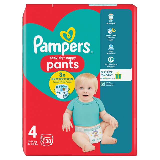 Pampers Baby-Dry Nappy Pants, Size 4 (9-15kg) Essential Pack thumbnail 8