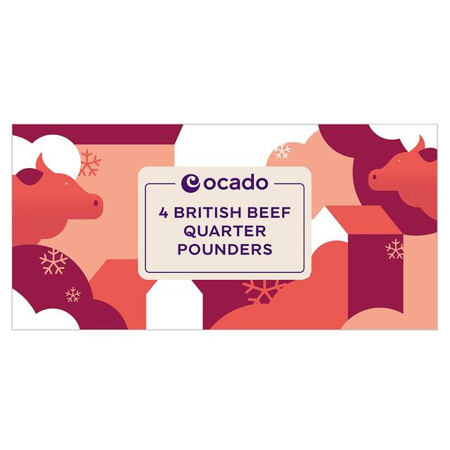 Ocado Frozen 4 British Beef Quarter Pounders