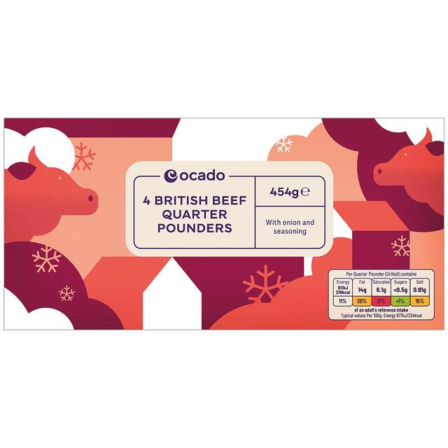 Ocado Frozen 4 British Beef Quarter Pounders thumbnail 2