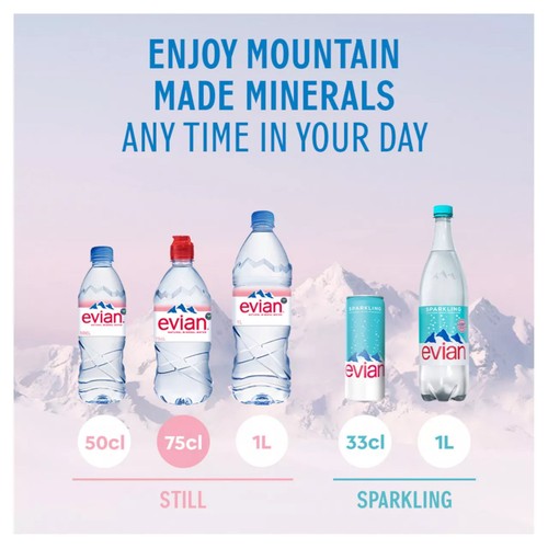 Evian Still Natural Mineral Spring Bottled Water with Sports Cap Multipack thumbnail 3