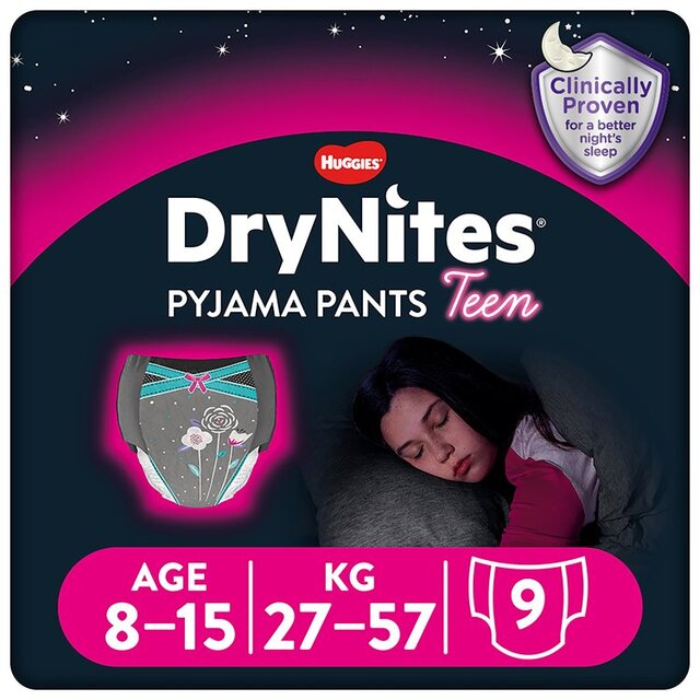 Huggies DryNites Girls Pyjama Pants, 8-15 Yrs (27-57kg)