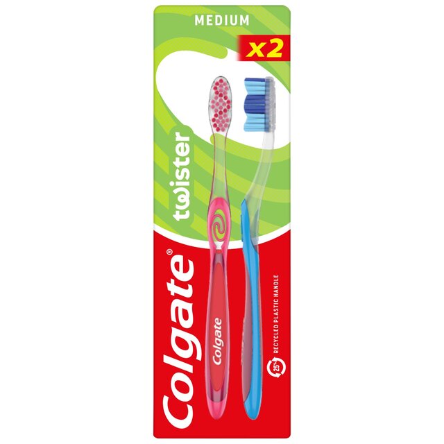 Colgate Twister Fresh Medium Manual Toothbrush Twin Pack
