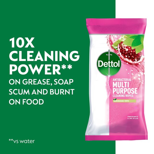 Dettol Antibacterial Biodegradable Pomegranate Surface Cleaning Wipes thumbnail 4