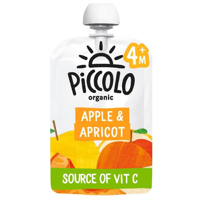 Piccolo Apple & Apricot Organic Pouch, 4 mths+