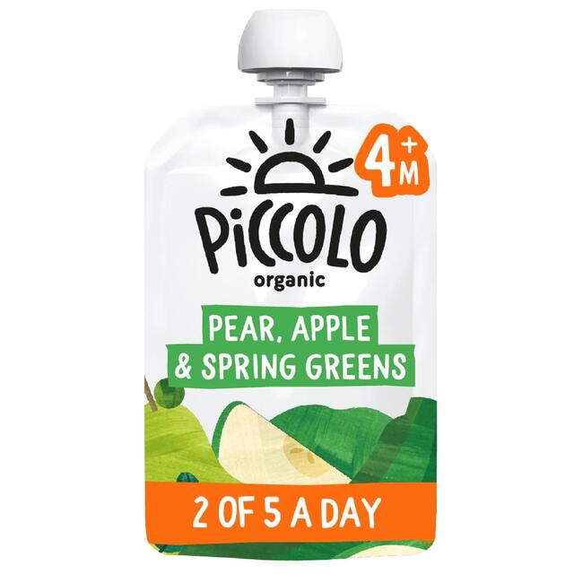 Piccolo Pear, Apple, & Spring Green Organic Pouch, 4 mths+