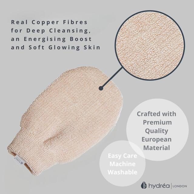 Hydrea London Copper Glow Exfoliating Spa Mitt thumbnail 2