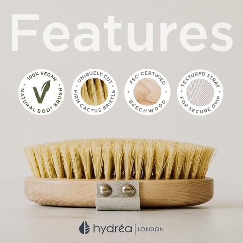 Hydrea London Dry Skin Body Brush with Cactus Bristle, Hard Strength thumbnail 5