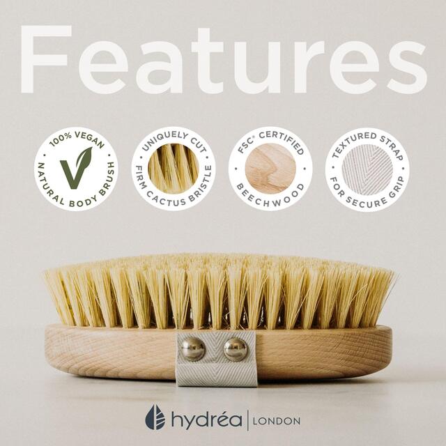 Hydrea London Dry Skin Body Brush with Cactus Bristle, Hard Strength thumbnail 5