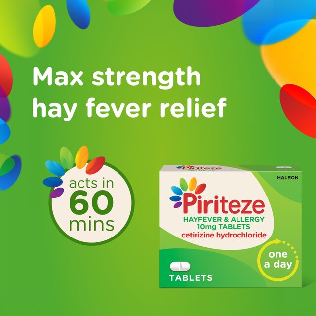 Piriteze Hayfever & Allergy Relief Antihistamine Cetirizine Tablets thumbnail 11