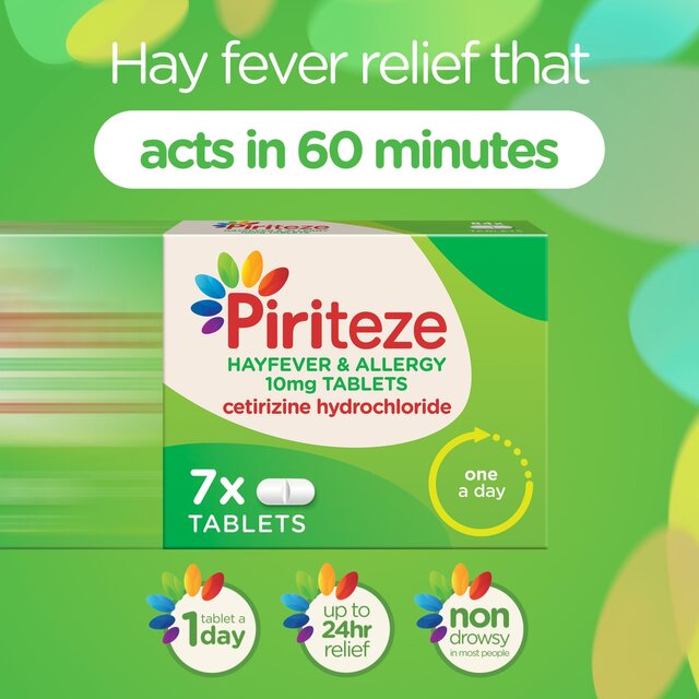 Piriteze Hayfever & Allergy Relief Antihistamine Cetirizine Tablets thumbnail 3