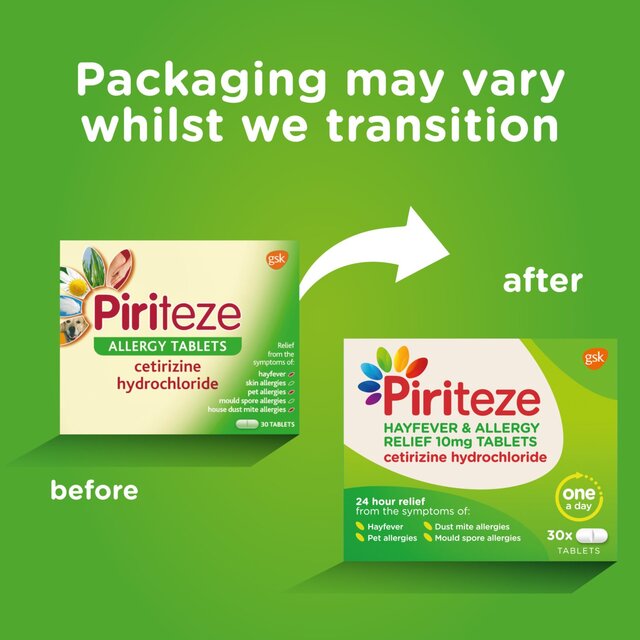 Piriteze Hayfever & Allergy Relief Antihistamine Cetirizine Tablets thumbnail 4