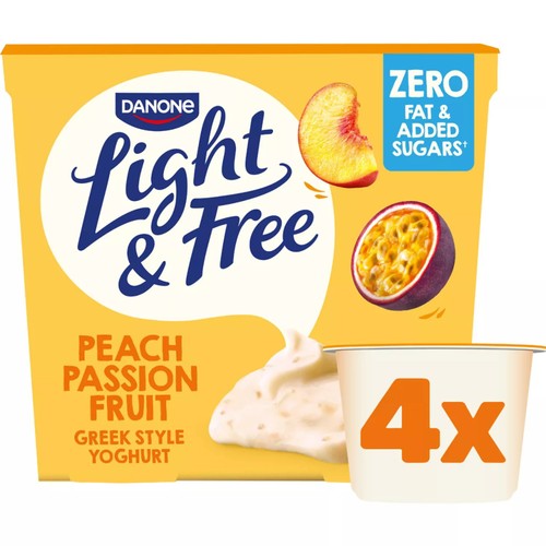 Light & Free Peach Passion Fruit 0% Added Sugar, Fat Free Yoghurt