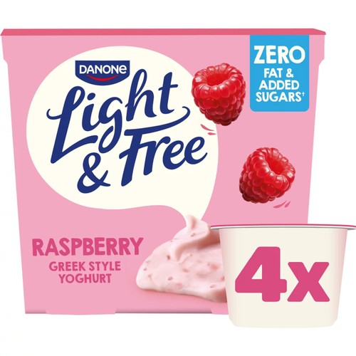 Light & Free Raspberry Greek Style 0% Added Sugar, Fat Free Yoghurt