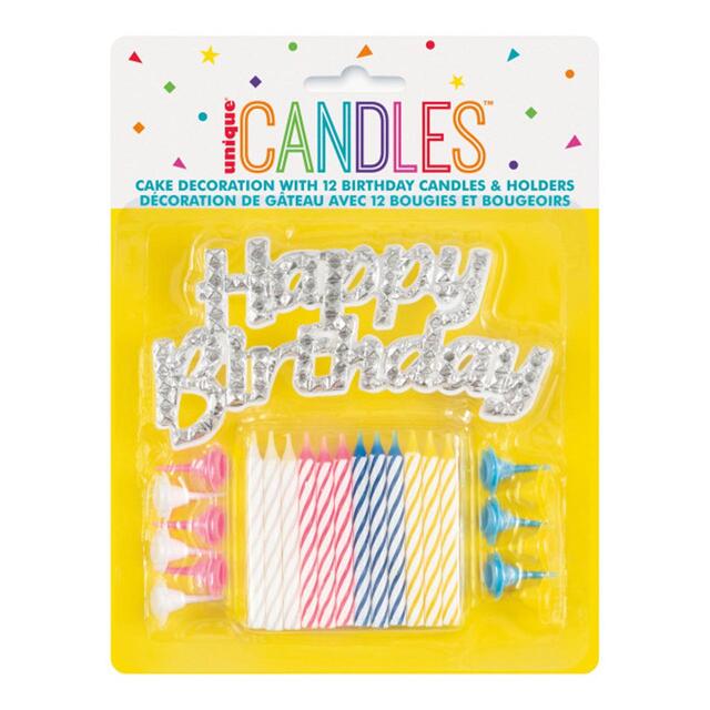 Silver Cake Topper with 12 Birthday Candles thumbnail 2