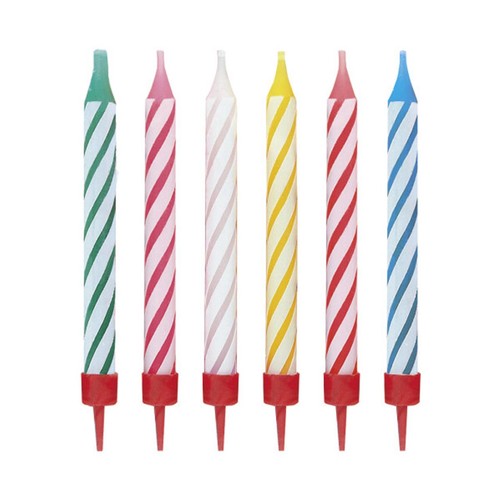 Striped Birthday Candles In Holders