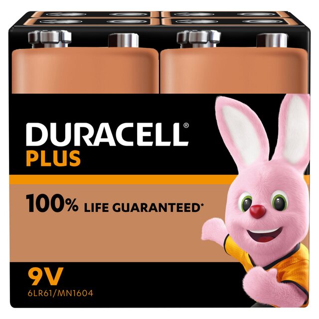 Duracell Plus 100% 9V Alkaline Batteries