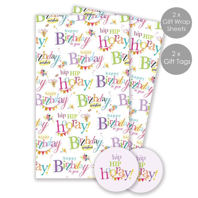 Happy Birthday Gift Wrap Sheets & Tags