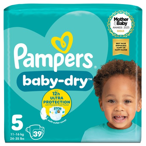 Pampers Baby-Dry Nappies, Size 5 (11-16kg) Essential Pack thumbnail 2