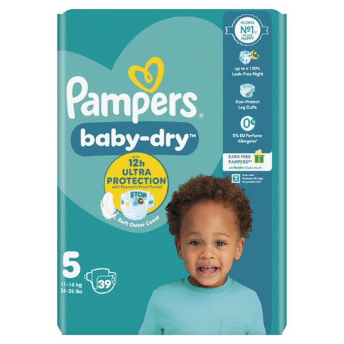 Pampers Baby-Dry Nappies, Size 5 (11-16kg) Essential Pack thumbnail 10