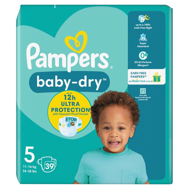 Pampers Baby-Dry Nappies, Size 5 (11-16kg) Essential Pack thumbnail 9