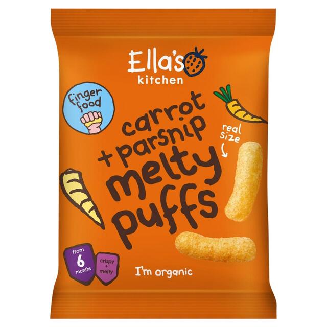 Ella's Kitchen Carrot & Parsnip Melty Puffs Baby Snack 6+ Months