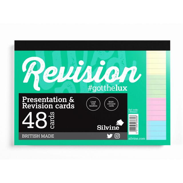 Sinclairs Silvine Multicolour Revision Cards - 48 cards