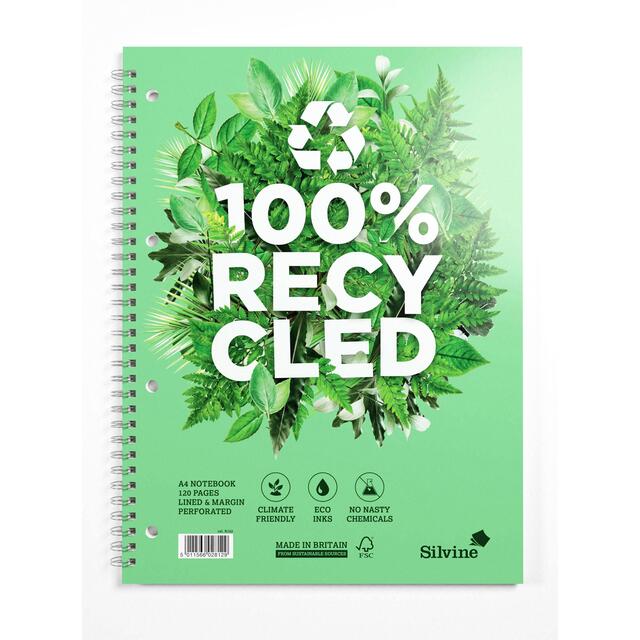 Silvine A4 Twin Wire Recycled Notebook thumbnail 2