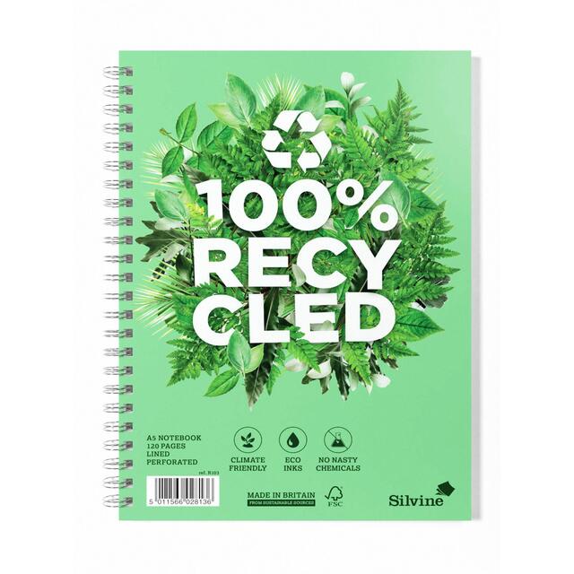 Silvine A5 Twin Wire Recycled Notebook