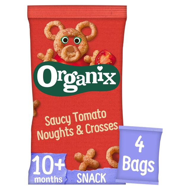 Organix Tomato Noughts & Crosses Organic Baby Puffs Multipack 10 months+