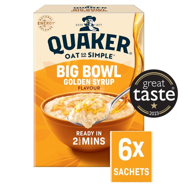 Quaker Oat So Simple Big Bowl Golden Syrup Porridge Sachets Cereal