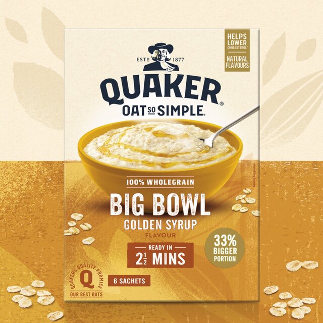 Quaker Oat So Simple Big Bowl Golden Syrup Porridge Sachets Cereal thumbnail 2
