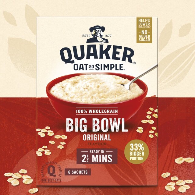 Quaker Oat So Simple Big Bowl Original Porridge Sachets Cereal thumbnail 2