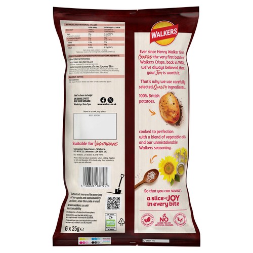 Walkers Smoky Bacon Multipack Crisps 6x25g thumbnail 2