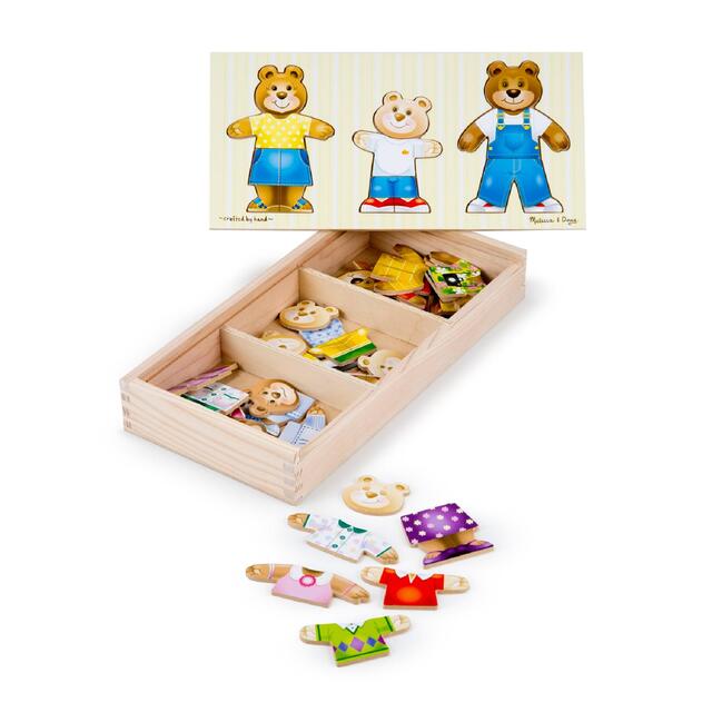 Melissa & Doug Wooden Bear Family Dress-Up Puzzle, 3yrs+