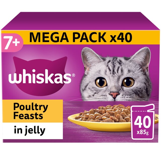 Whiskas 7+ Senior Wet Cat Food Poultry Feasts in Jelly
