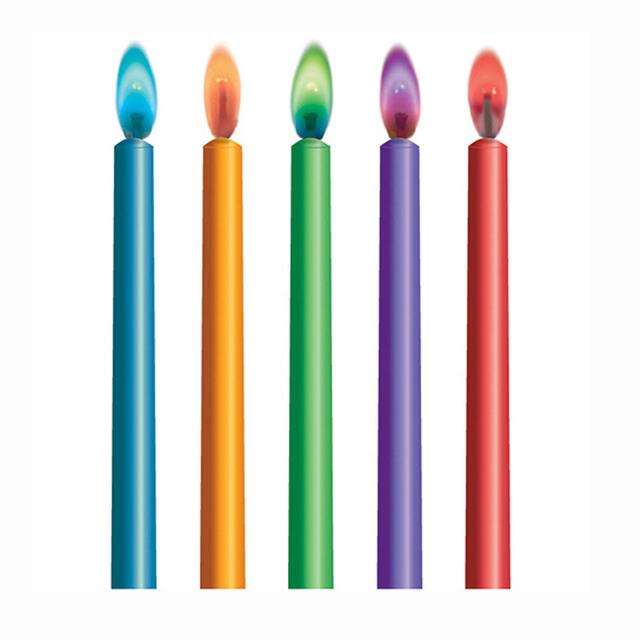 Colour Flame Birthday Candles With Holders thumbnail 2