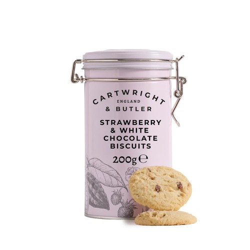 Cartwright & Butler Strawberry & White Chocolate Biscuits in Tin