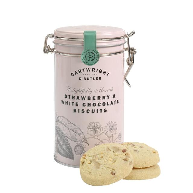 Cartwright & Butler Strawberry & White Chocolate Biscuits in Tin thumbnail 2