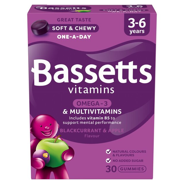 Bassetts Blackcurrant & Apple Omega 3 & Multivitamins 3-6yrs
