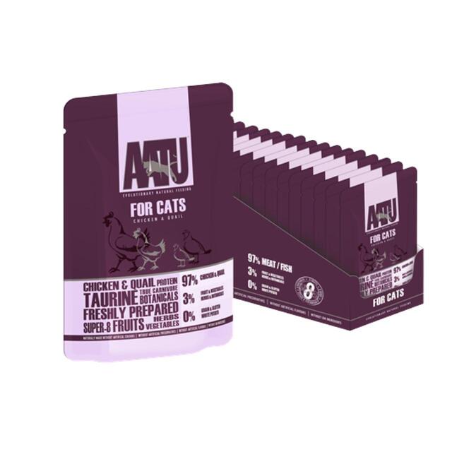 AATU Grain Free Adult Chicken & Quail Wet Cat Food Pouches