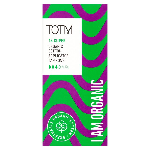 TOTM Organic Cotton Applicator Tampons Super